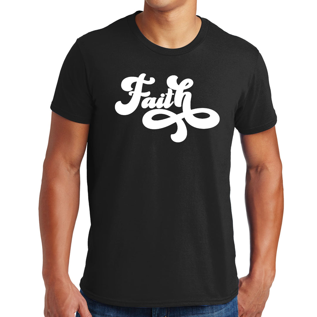 Mens Graphic T-shirt Faith Script Illustration - Mens | T-Shirts