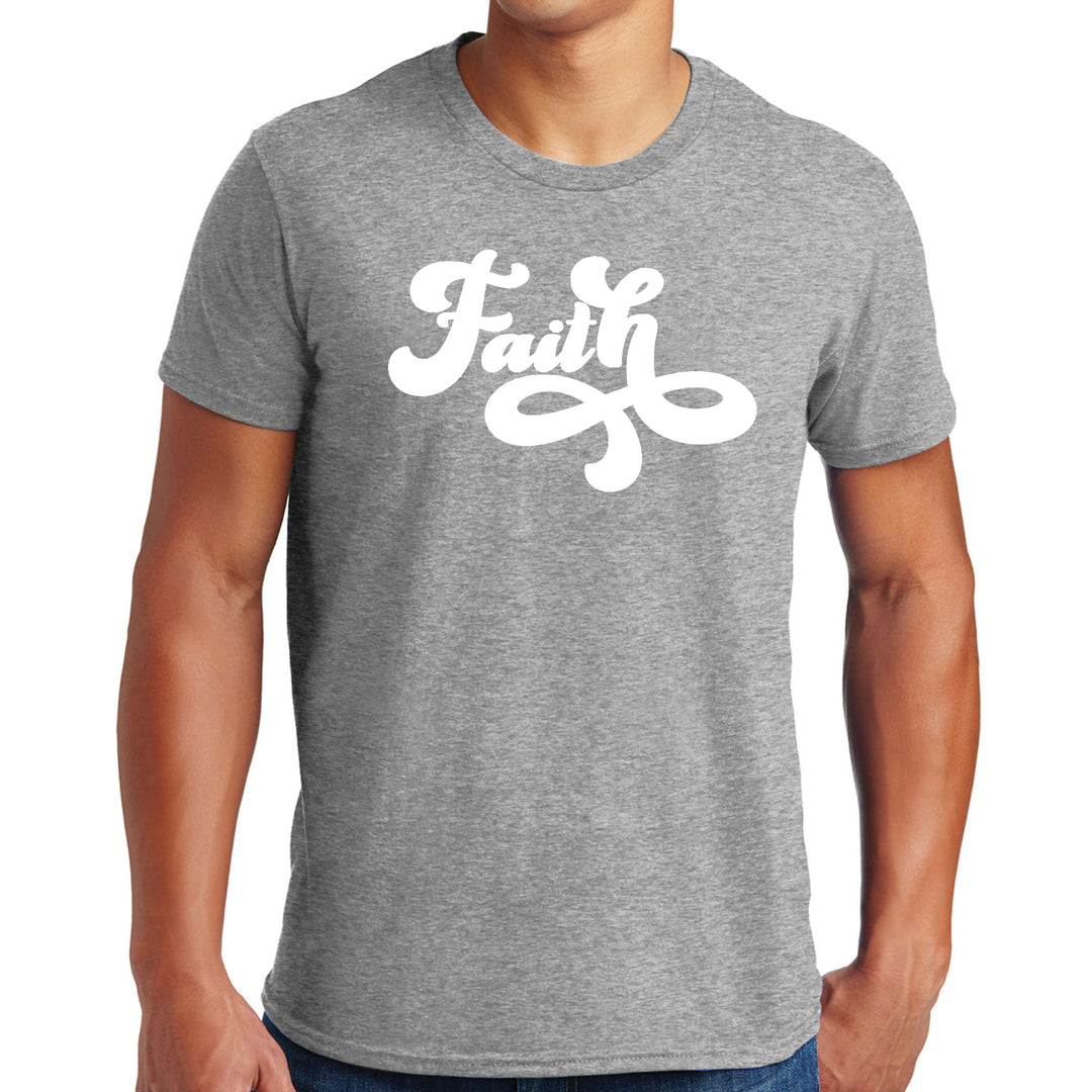 Mens Graphic T-shirt Faith Script Illustration - Mens | T-Shirts