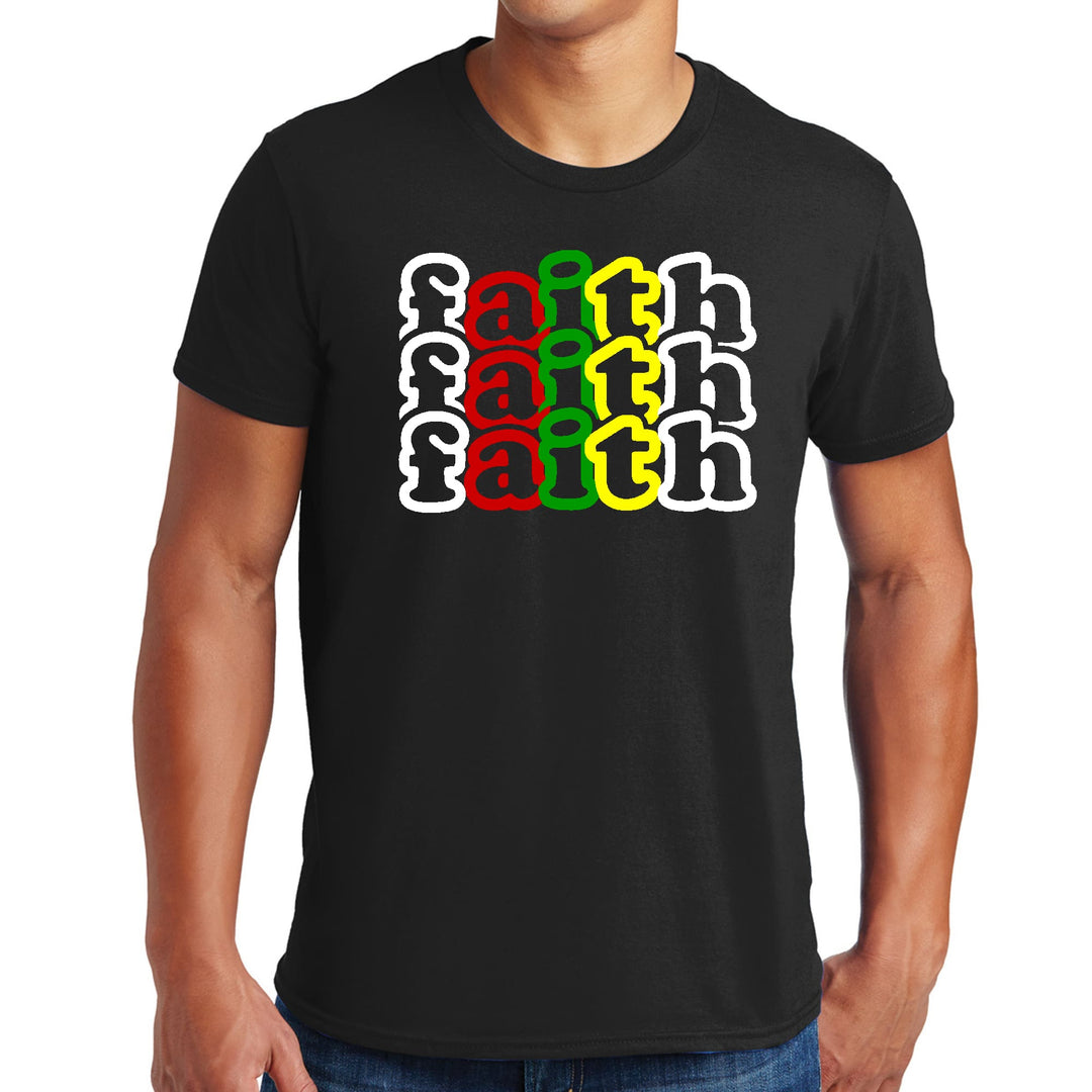 Mens Graphic T-shirt Faith Stack Multicolor Illustration - Mens | T-Shirts