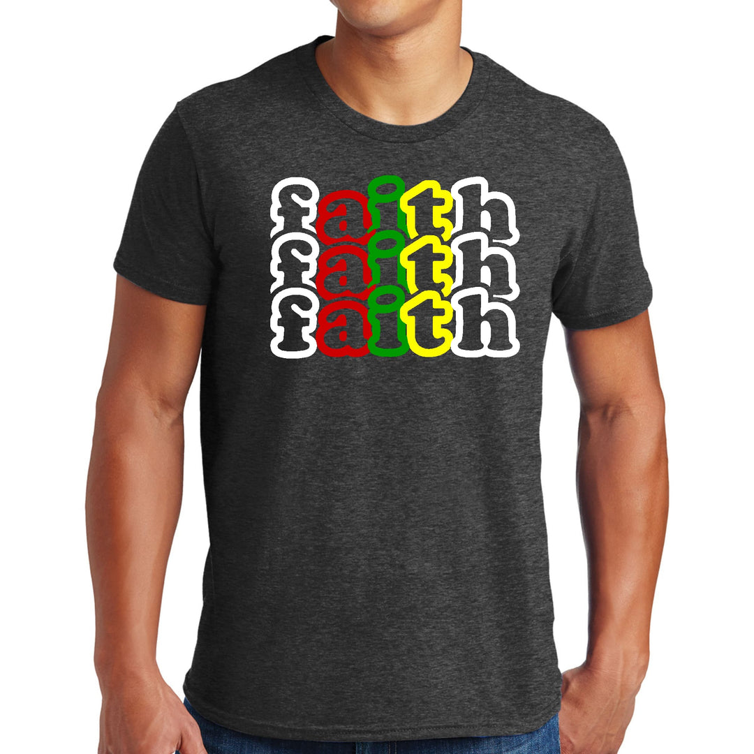 Mens Graphic T-shirt Faith Stack Multicolor Illustration - Mens | T-Shirts