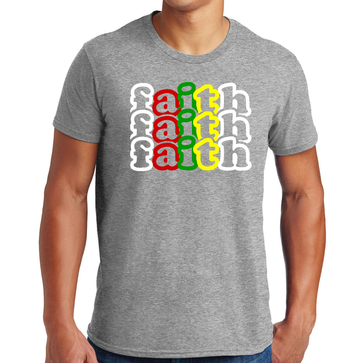 Mens Graphic T-shirt Faith Stack Multicolor Illustration - Mens | T-Shirts