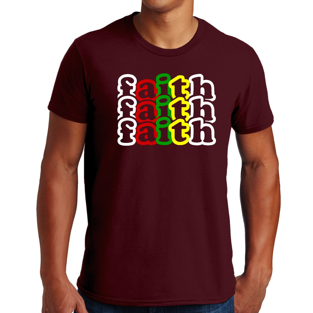 Mens Graphic T-shirt Faith Stack Multicolor Illustration - Mens | T-Shirts