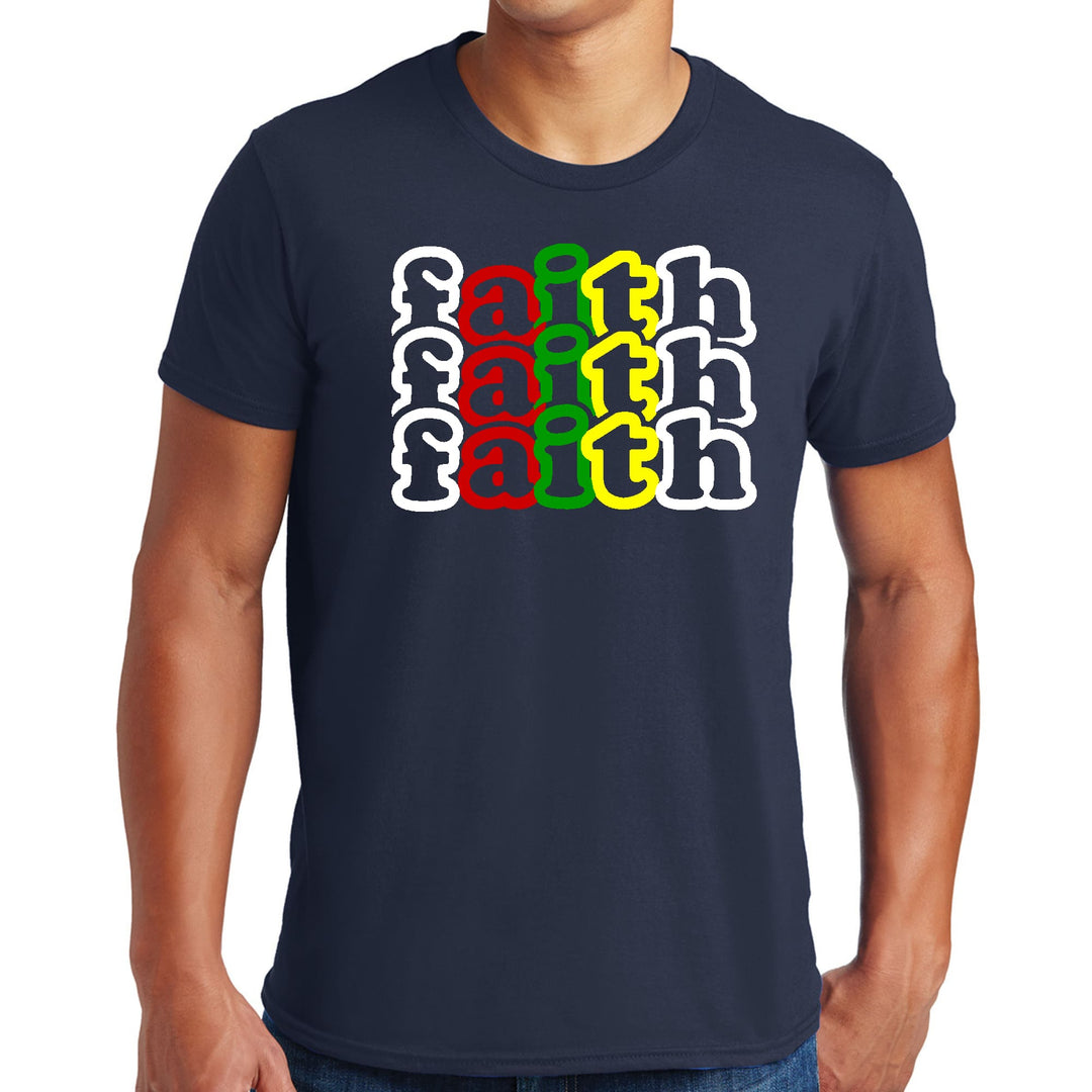 Mens Graphic T-shirt Faith Stack Multicolor Illustration - Mens | T-Shirts