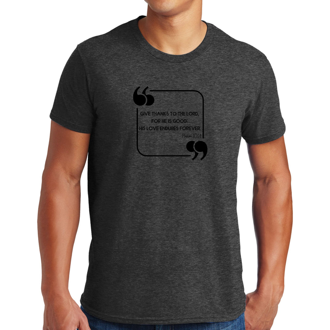 Mens Graphic T-shirt Give Thanks To The Lord Black Illustration - Mens