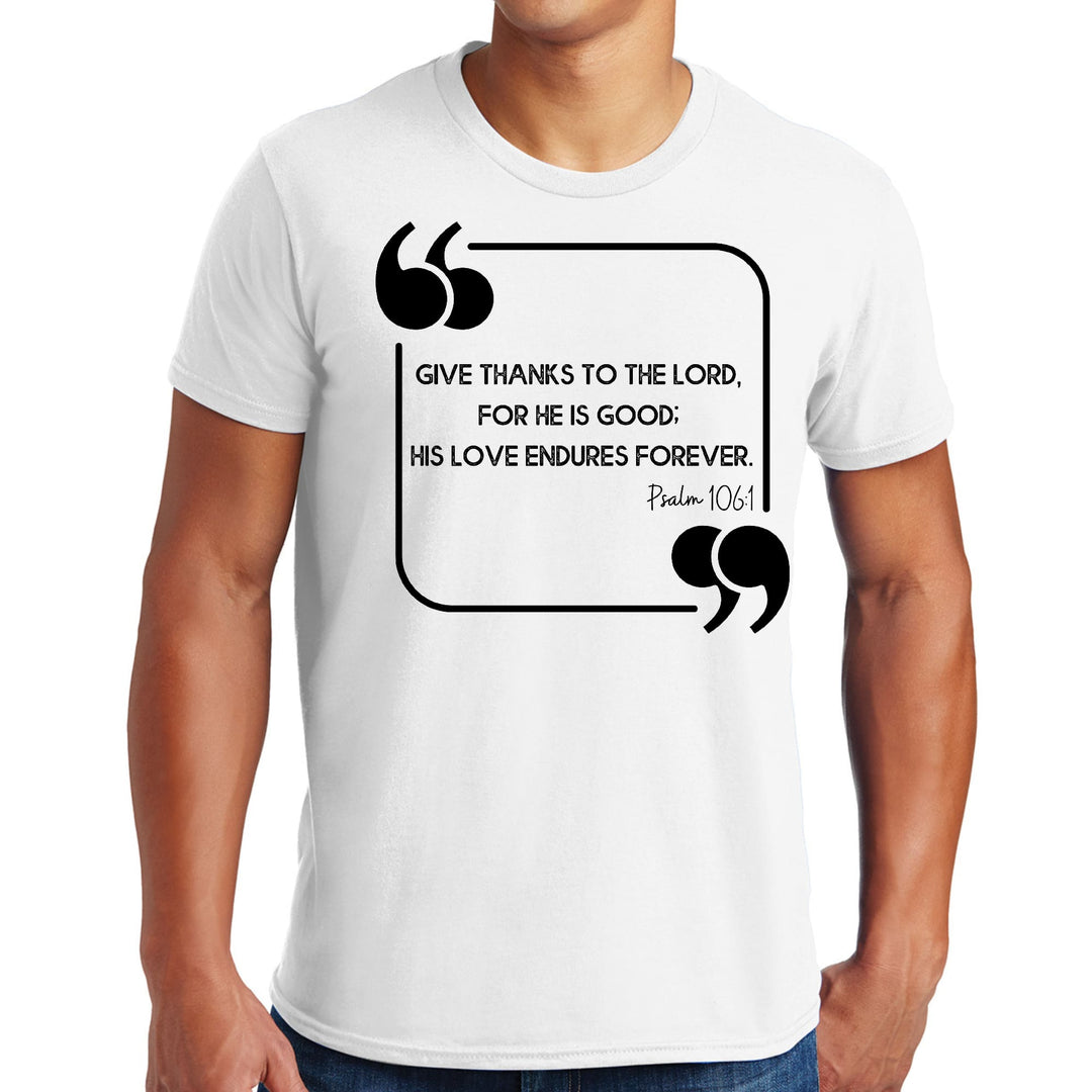 Mens Graphic T-shirt Give Thanks to the Lord Black Illustration - Mens