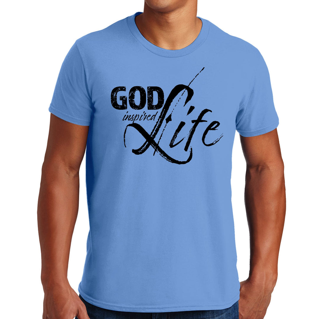 Mens Graphic T-shirt God Inspired Life Black Illustration - Mens | T-Shirts