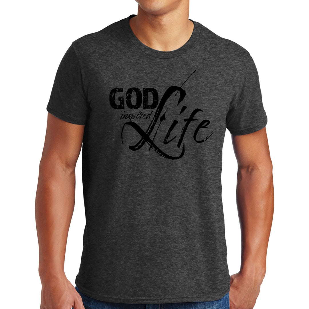 Mens Graphic T-shirt God Inspired Life Black Illustration - Mens | T-Shirts