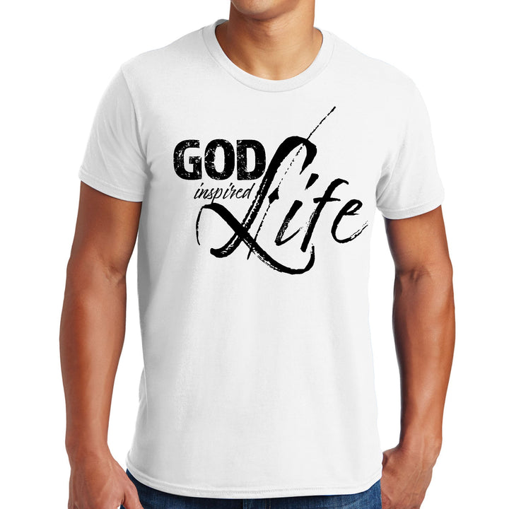 Mens Graphic T-shirt God Inspired Life Black Illustration - Mens | T-Shirts