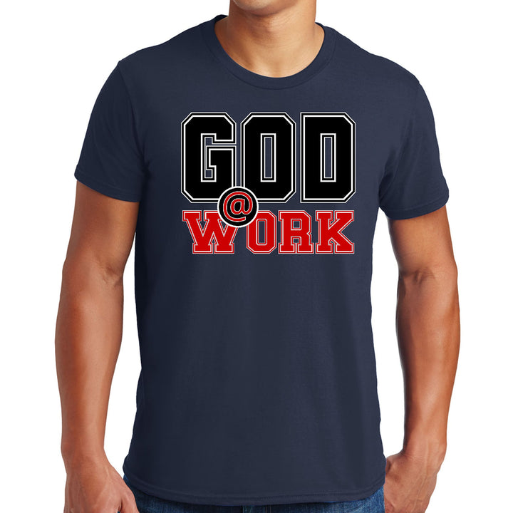 Mens Graphic T-shirt God @ Work Black and Red Print - Mens | T-Shirts