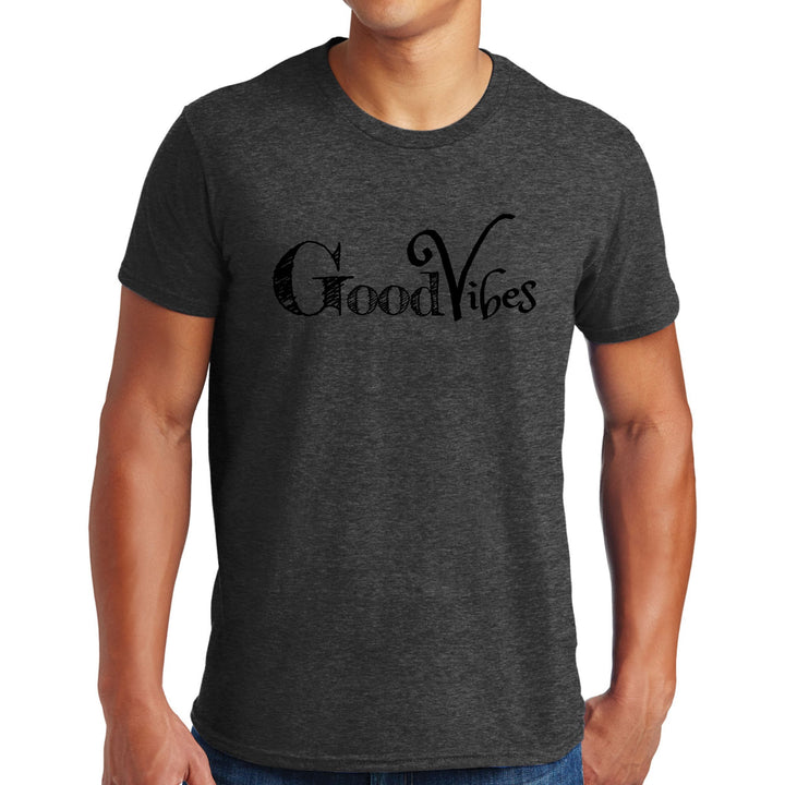 Mens Graphic T-shirt Good Vibes Black Print - Mens | T-Shirts