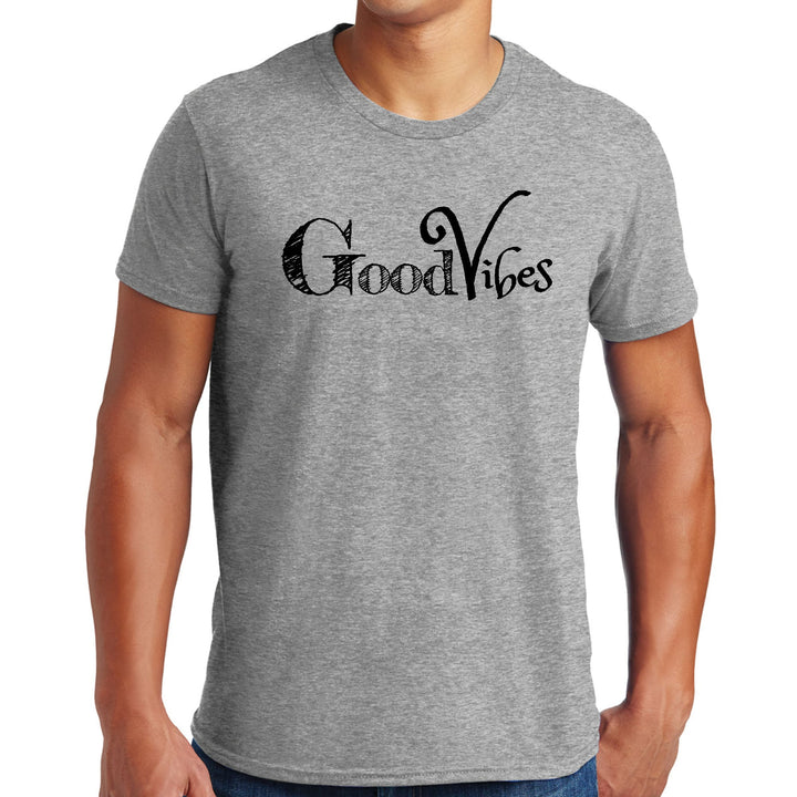 Mens Graphic T-shirt Good Vibes Black Print - Mens | T-Shirts