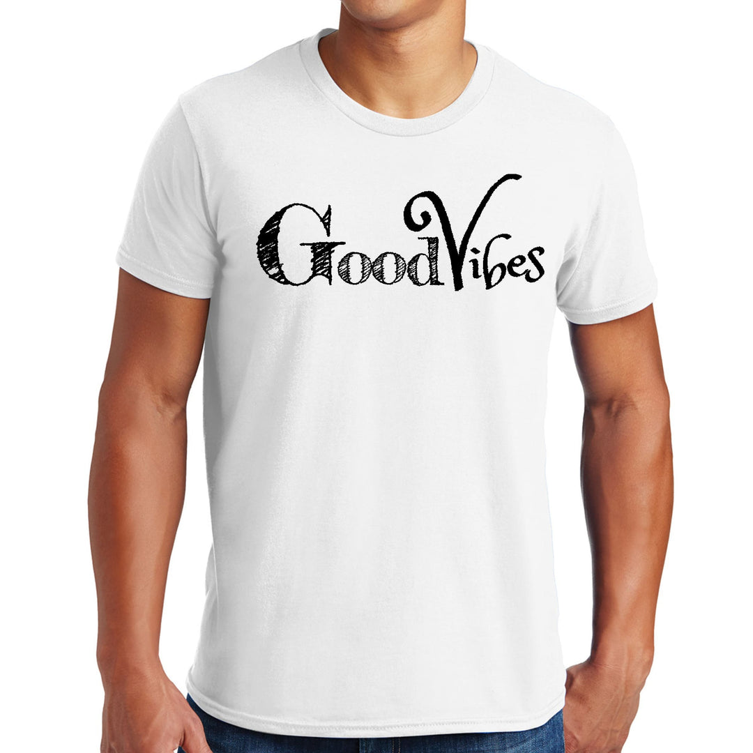 Mens Graphic T-shirt Good Vibes Black Print - Mens | T-Shirts