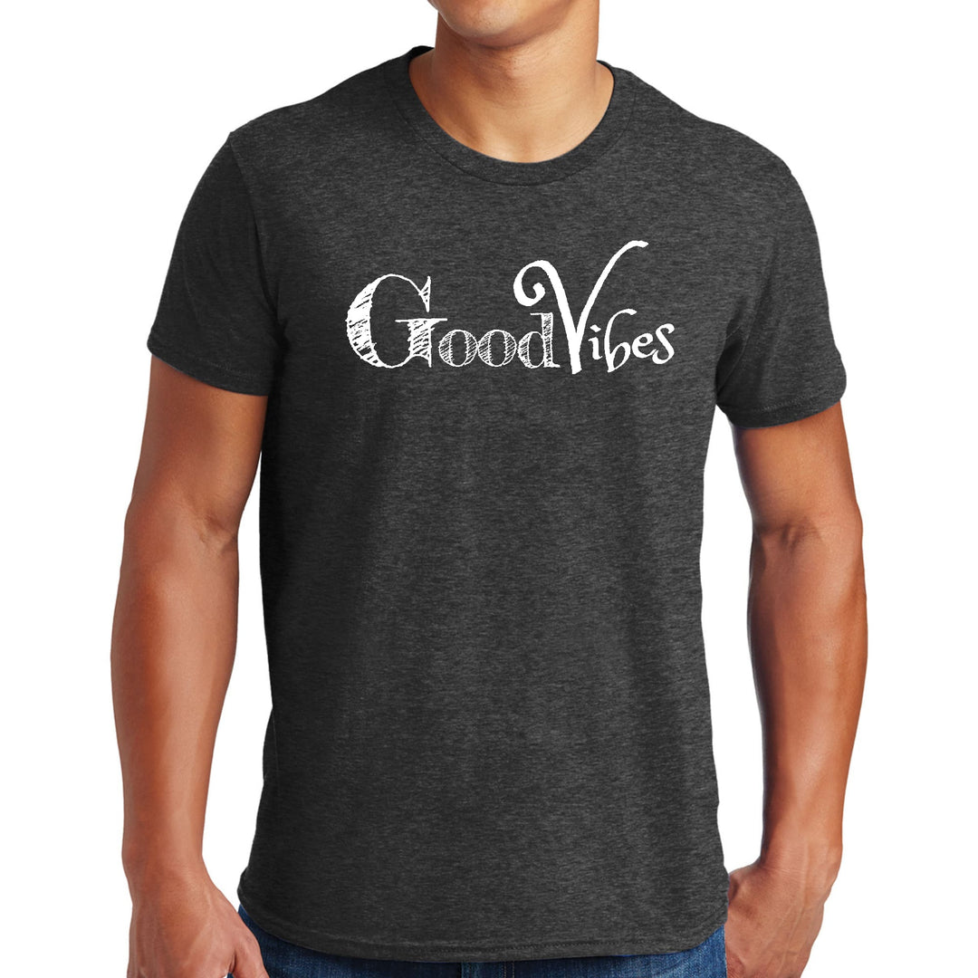 Mens Graphic T-shirt Good Vibes White Print - Mens | T-Shirts