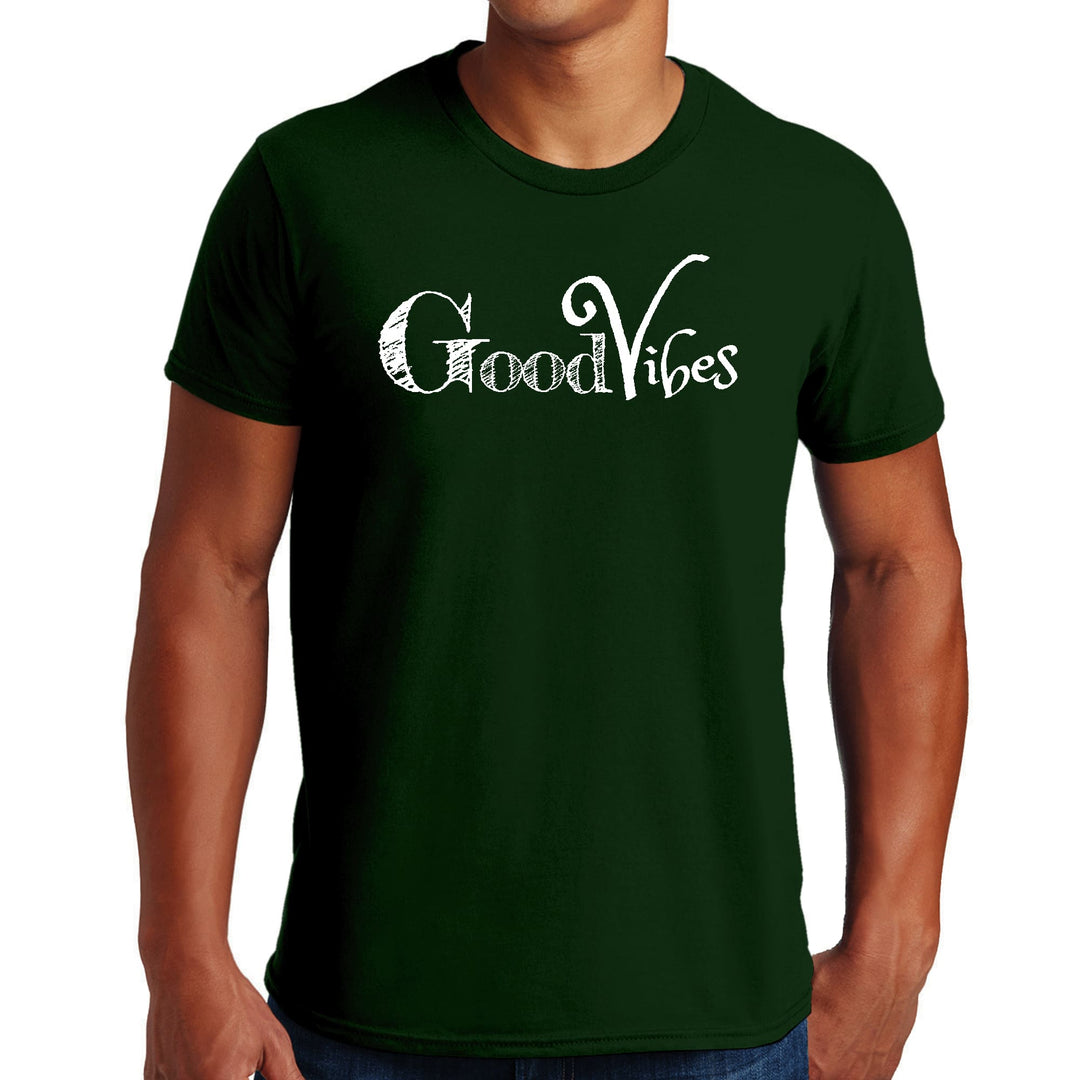 Mens Graphic T-shirt Good Vibes White Print - Mens | T-Shirts