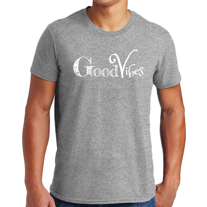 Mens Graphic T-shirt Good Vibes White Print - Mens | T-Shirts