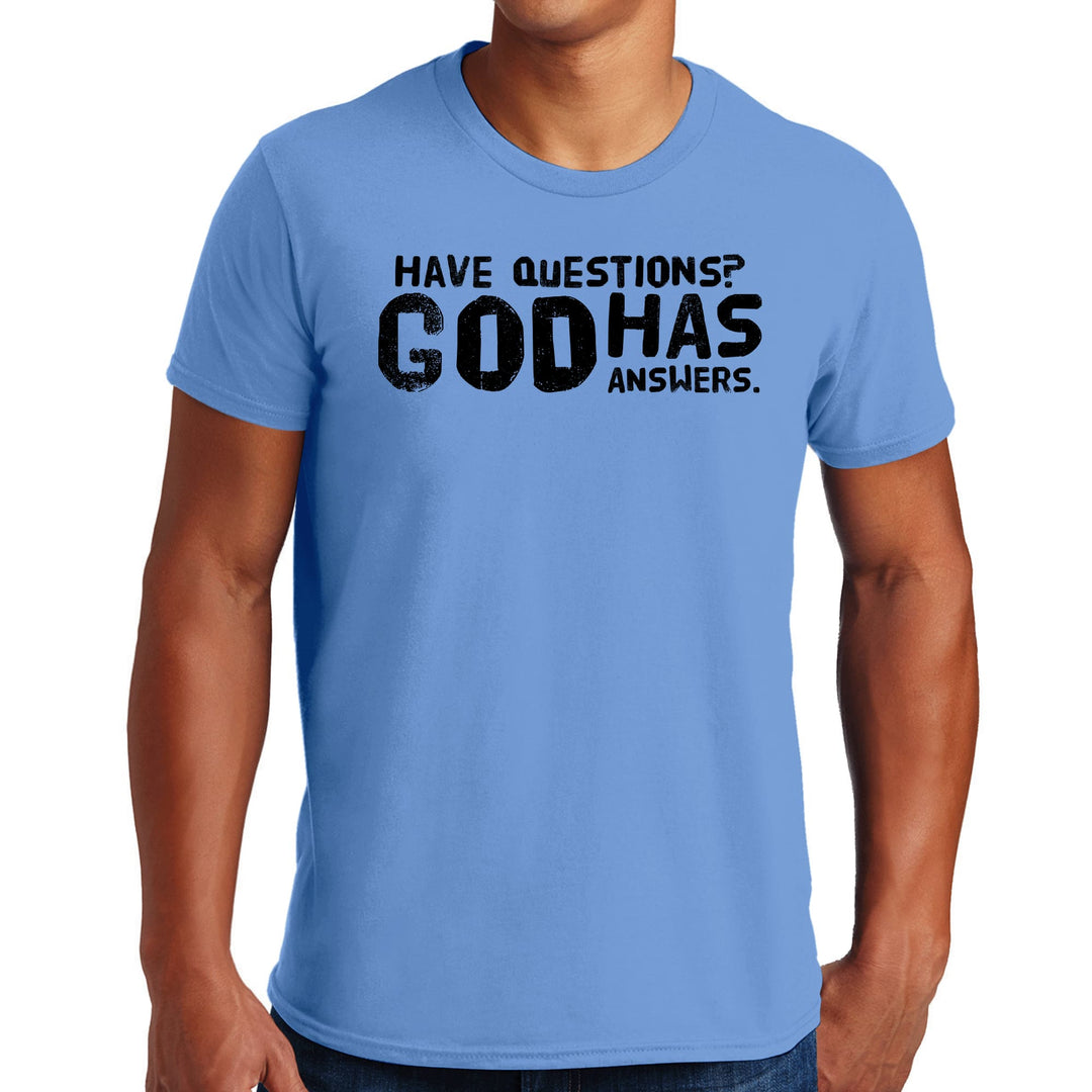 Mens Graphic T-shirt have Questions God has Answers Black Illustration - Mens