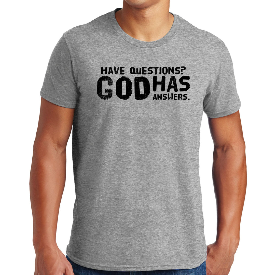 Mens Graphic T-shirt have Questions God has Answers Black Illustration - Mens