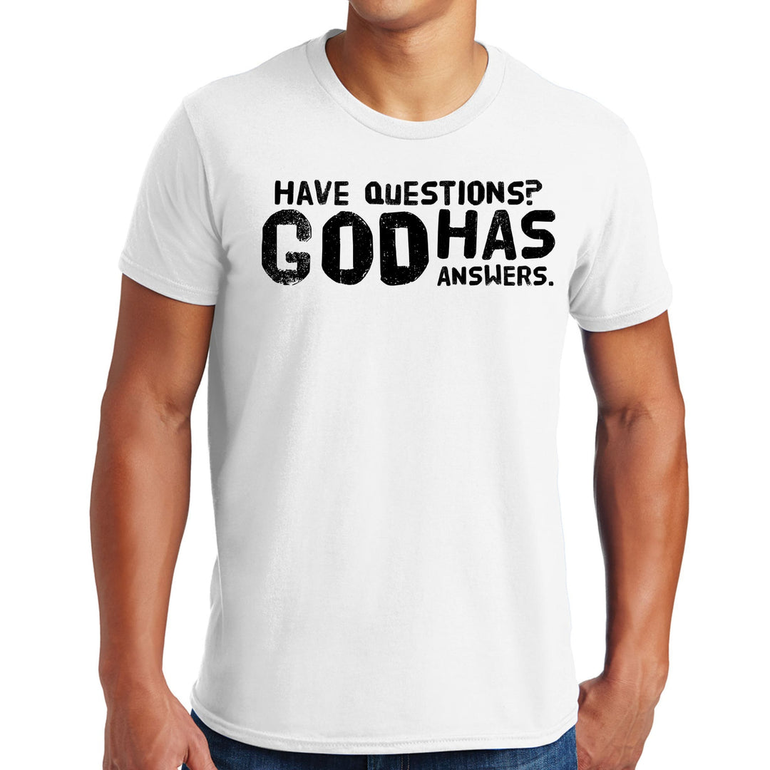 Mens Graphic T-shirt have Questions God has Answers Black Illustration - Mens