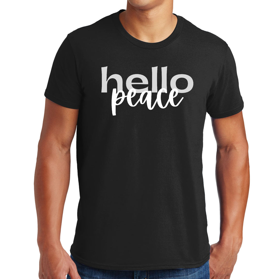 Mens Graphic T-shirt Hello Peace Motivational Peaceful Aspiration - Mens