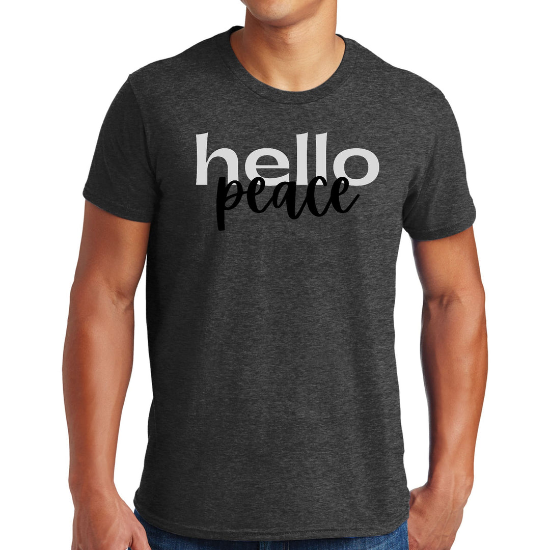 Mens Graphic T-shirt Hello Peace Motivational Peaceful Aspiration - Mens