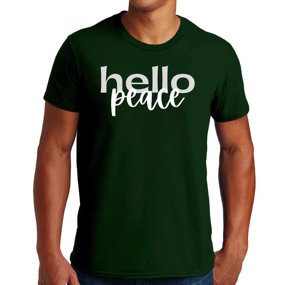 Mens Graphic T-shirt Hello Peace Motivational Peaceful Aspiration - Mens