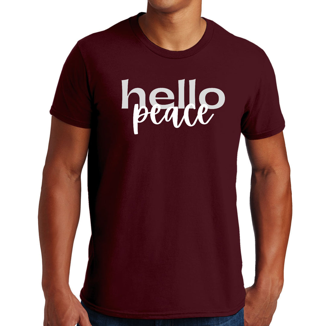 Mens Graphic T-shirt Hello Peace Motivational Peaceful Aspiration - Mens