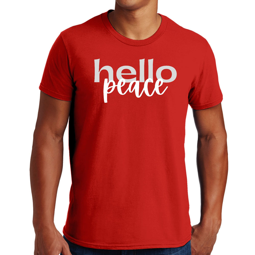 Mens Graphic T-shirt Hello Peace Motivational Peaceful Aspiration - Mens