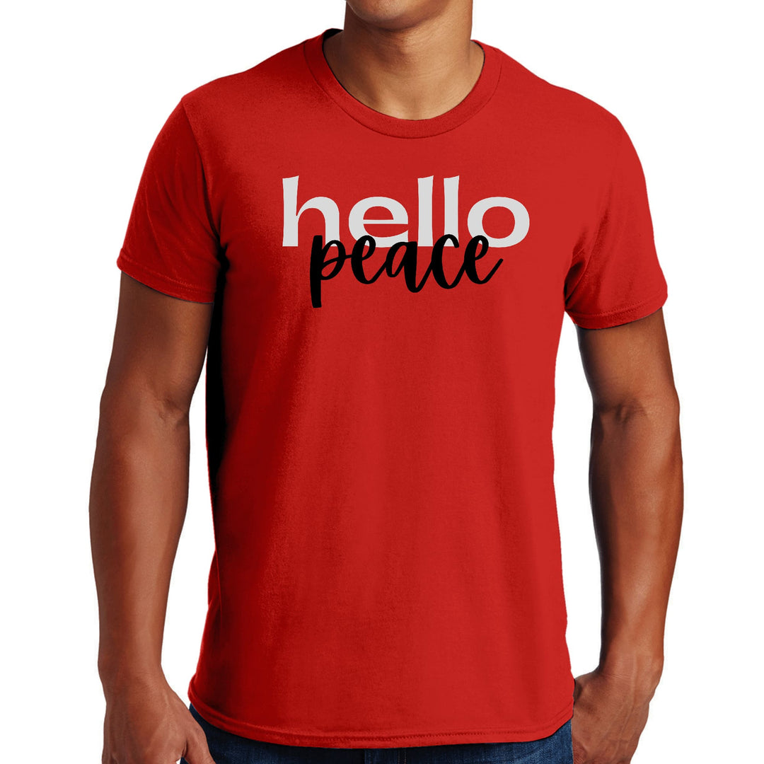 Mens Graphic T-shirt Hello Peace Motivational Peaceful Aspiration - Mens