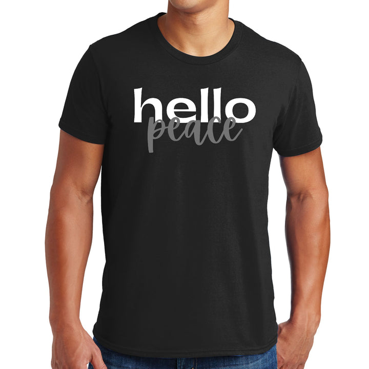 Mens Graphic T-shirt Hello Peace White and Gray - Mens | T-Shirts