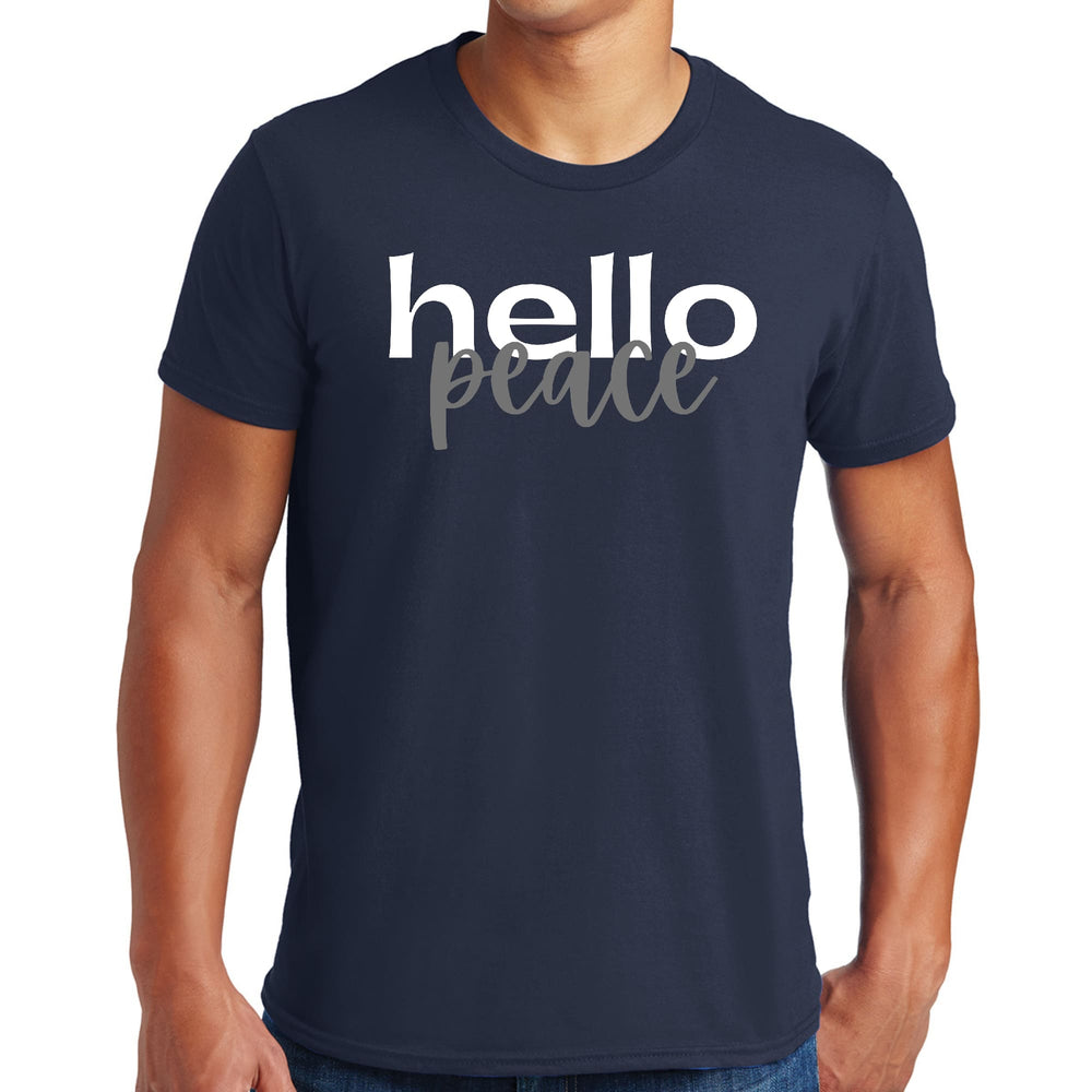 Mens Graphic T-shirt Hello Peace White and Gray - Mens | T-Shirts