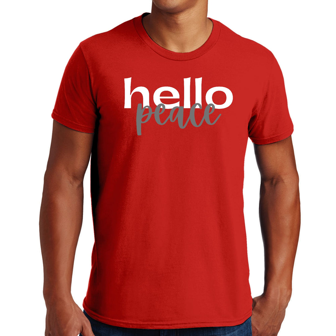 Mens Graphic T-shirt Hello Peace White and Gray - Mens | T-Shirts