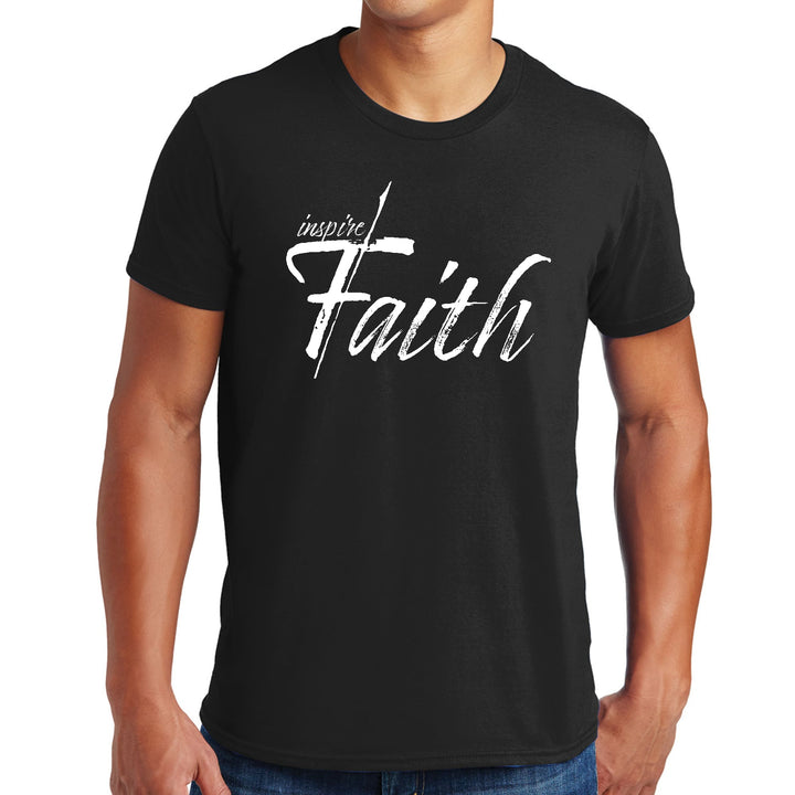 Mens Graphic T-shirt Inspire Faith White Print - Mens | T-Shirts