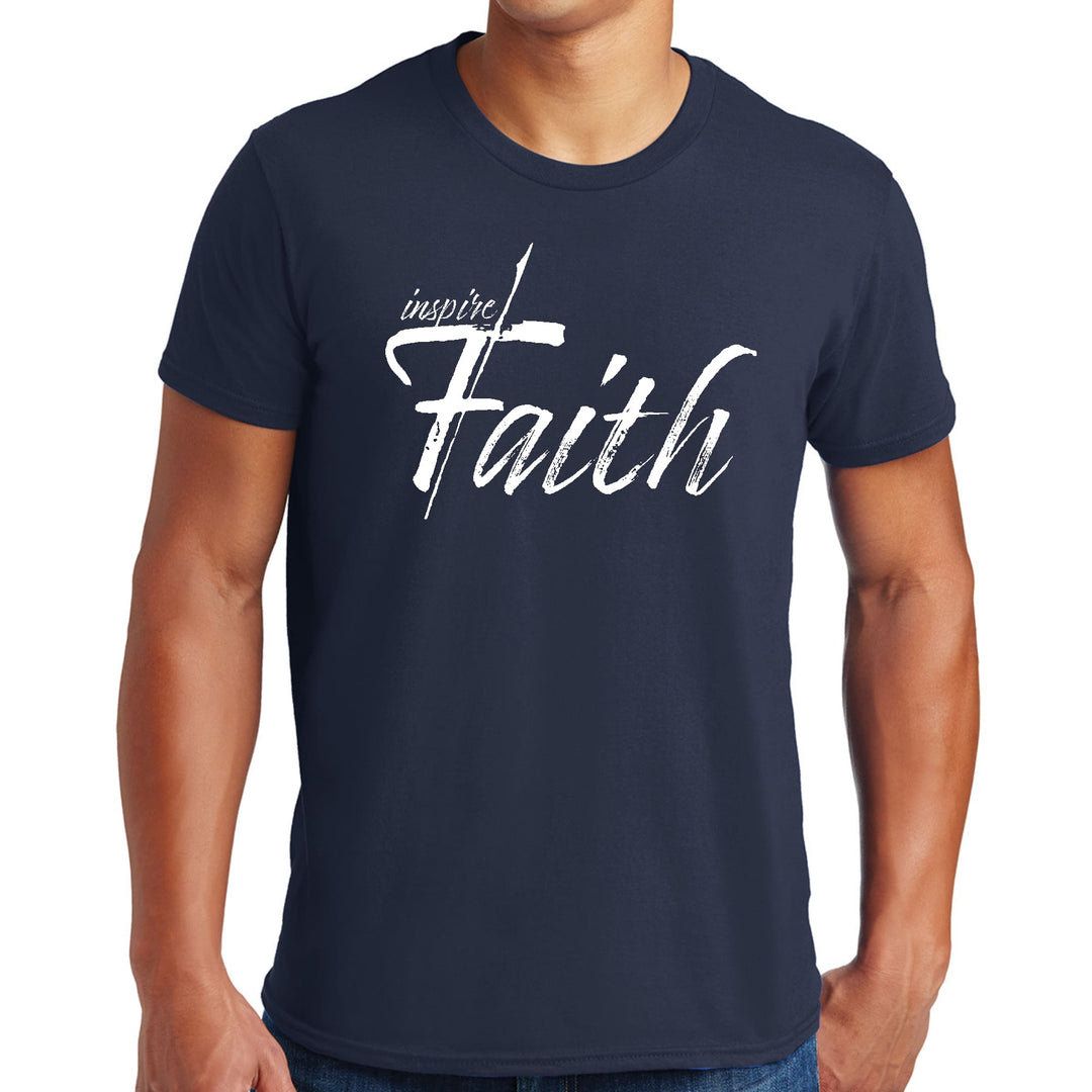 Mens Graphic T-shirt Inspire Faith White Print - Mens | T-Shirts