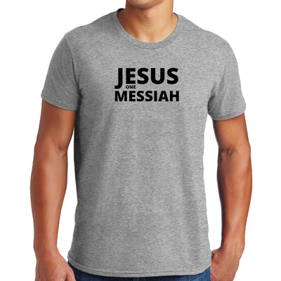 Mens Graphic T-shirt Jesus One Messiah Black Illustration - Mens | T-Shirts