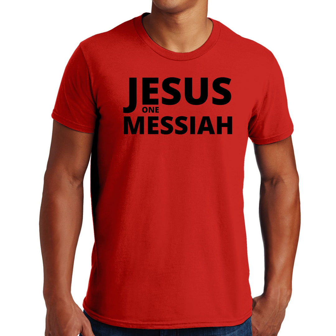 Mens Graphic T-shirt Jesus one Messiah Black Illustration - Mens | T-Shirts