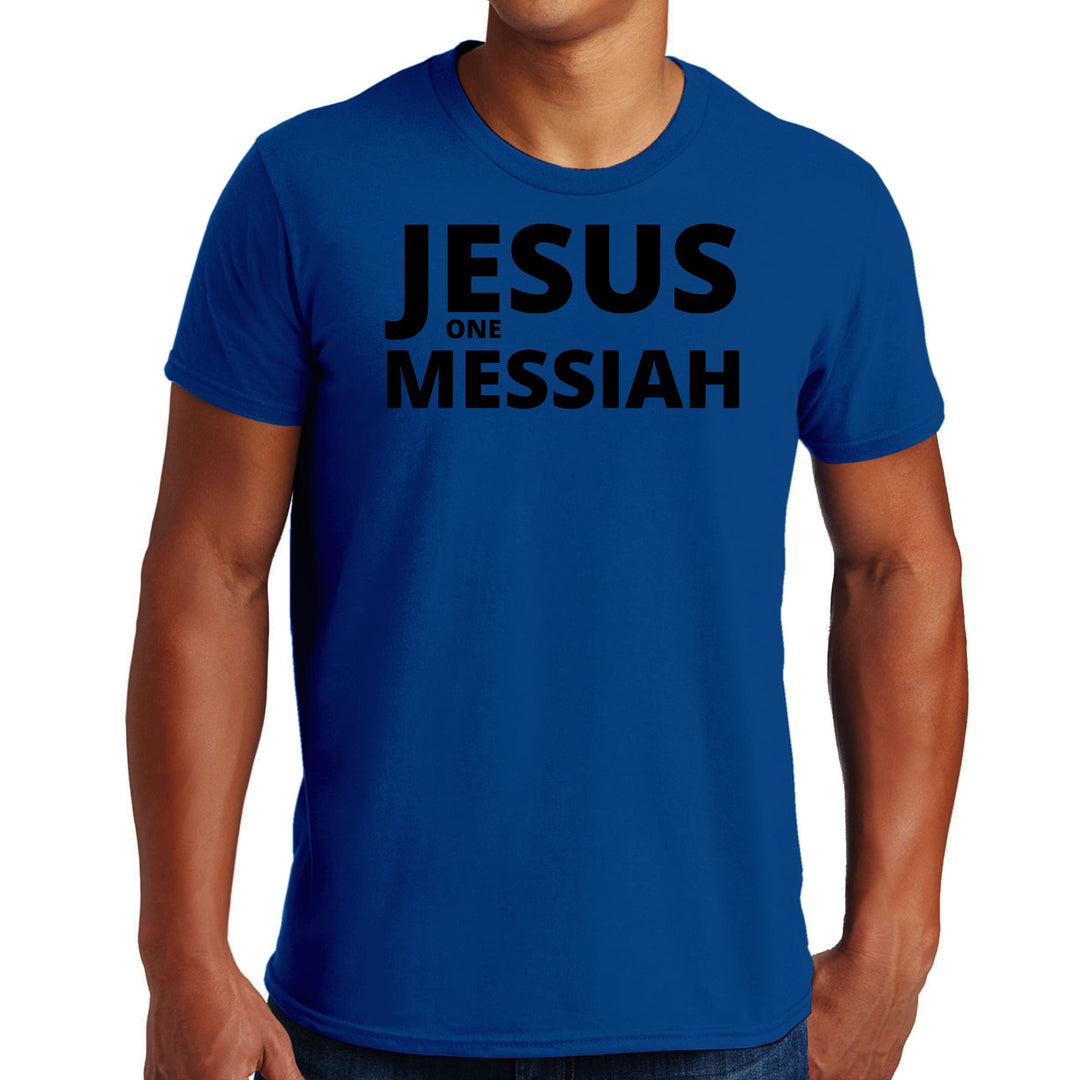 Mens Graphic T-shirt Jesus one Messiah Black Illustration - Mens | T-Shirts