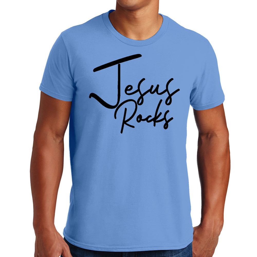 Mens Graphic T-shirt Jesus Rocks Print - Mens | T-Shirts