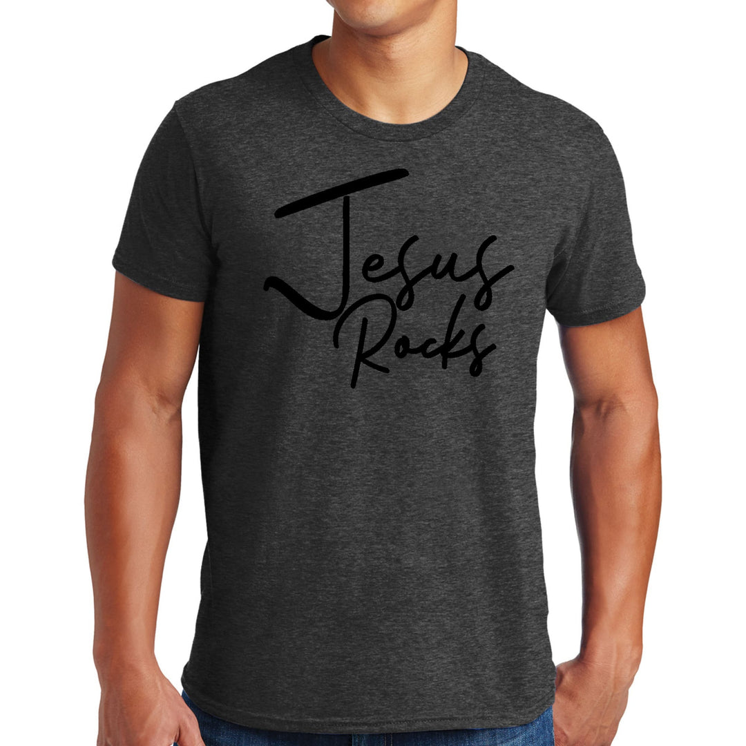 Mens Graphic T-shirt Jesus Rocks Print - Mens | T-Shirts