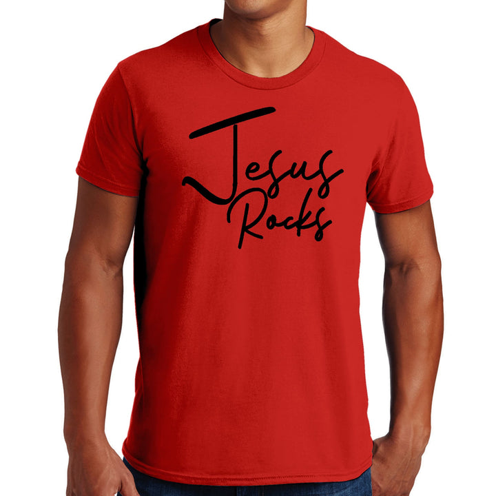 Mens Graphic T-shirt Jesus Rocks Print - Mens | T-Shirts