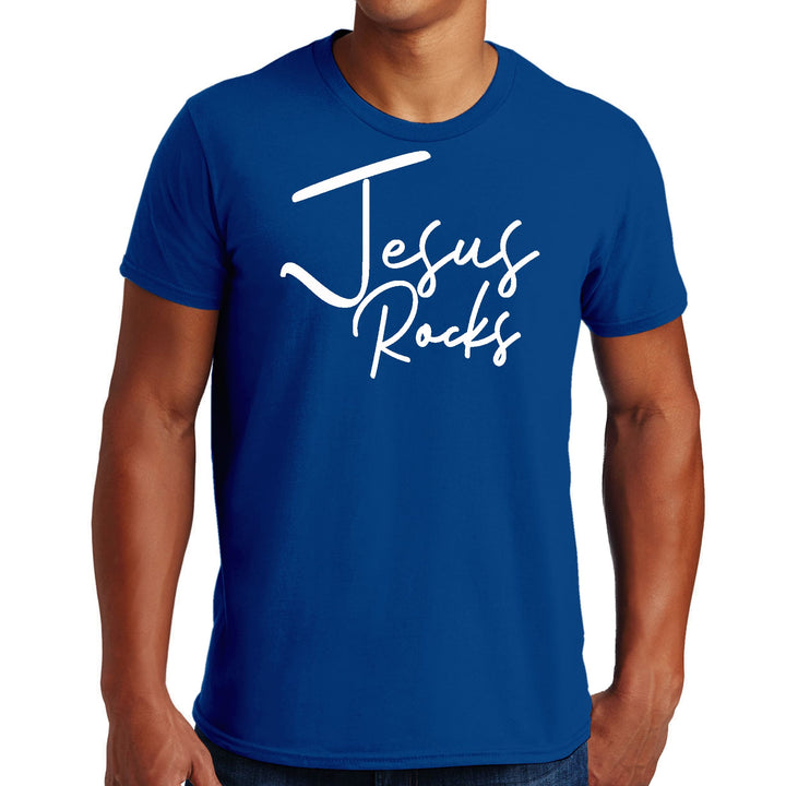 Mens Graphic T-shirt Jesus Rocks Print - Mens | T-Shirts