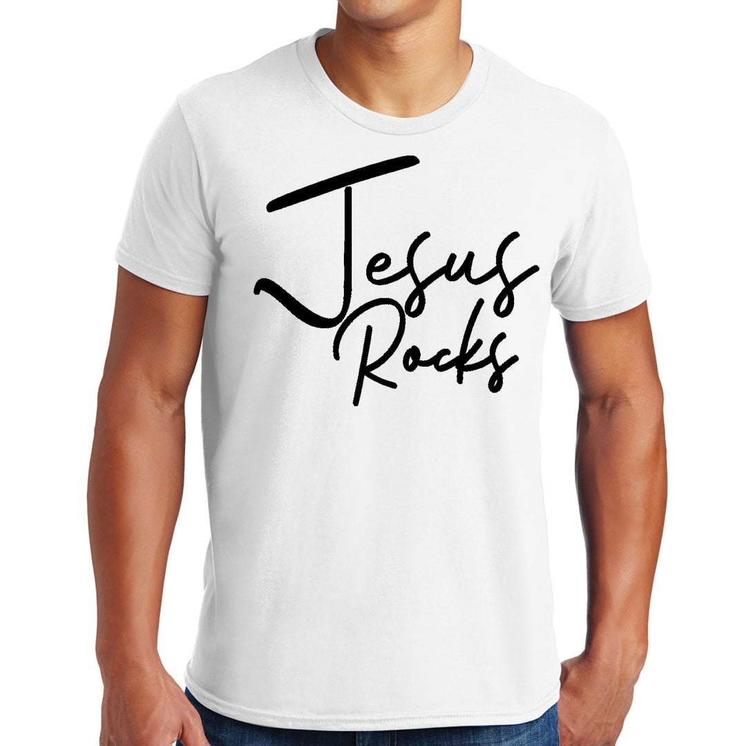 Mens Graphic T-shirt Jesus Rocks Print - Mens | T-Shirts