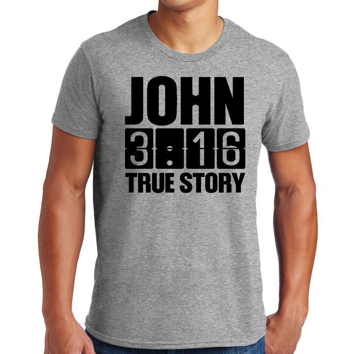 Mens Graphic T-shirt John 3:16 True Story Print - Mens | T-Shirts