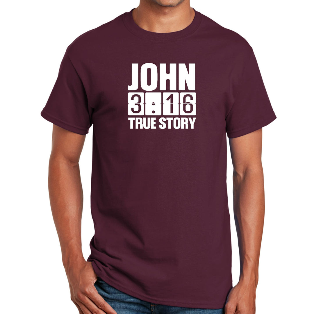 Mens Graphic T-shirt John 3:16 True Story Print - Mens | T-Shirts