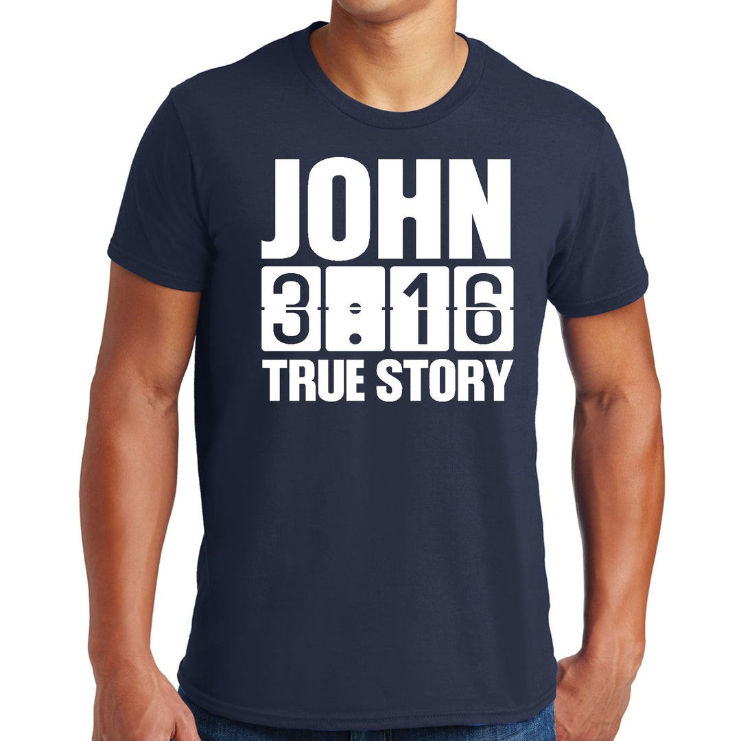 Mens Graphic T-shirt John 3:16 True Story Print - Mens | T-Shirts