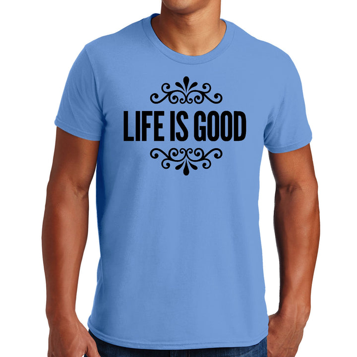 Mens Graphic T-shirt Life is Good Word Art Illustration Black - Mens | T-Shirts