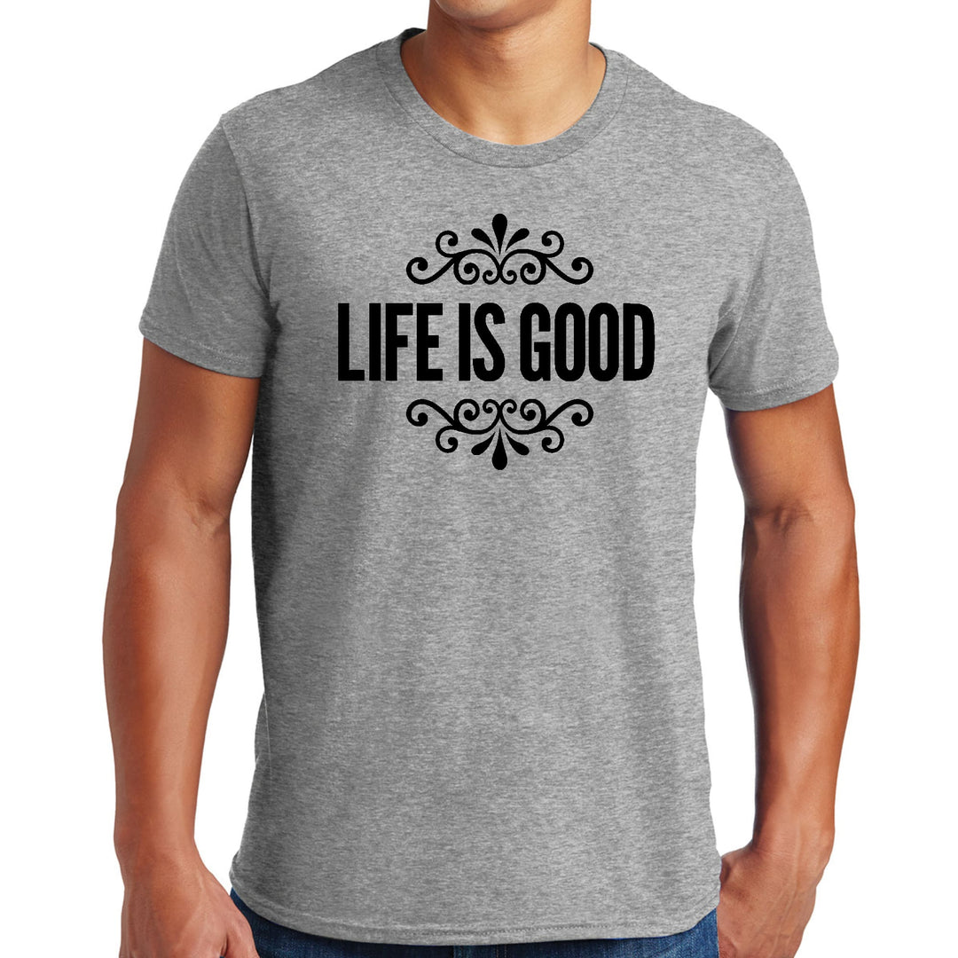 Mens Graphic T-shirt Life is Good Word Art Illustration Black - Mens | T-Shirts