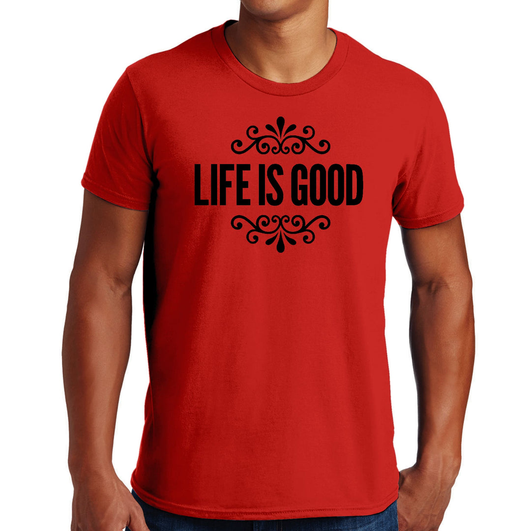 Mens Graphic T-shirt Life is Good Word Art Illustration Black - Mens | T-Shirts