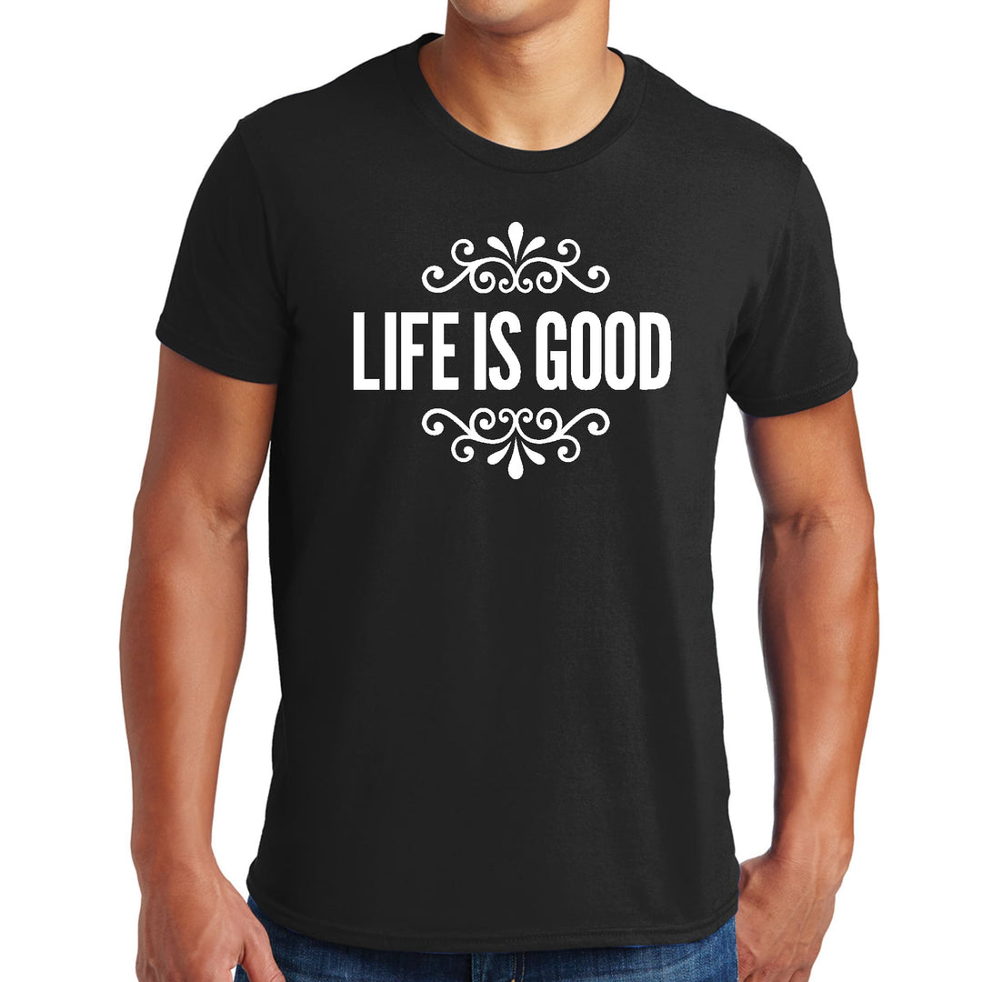 Mens Graphic T-shirt Life is Good Word Art Illustration - Mens | T-Shirts