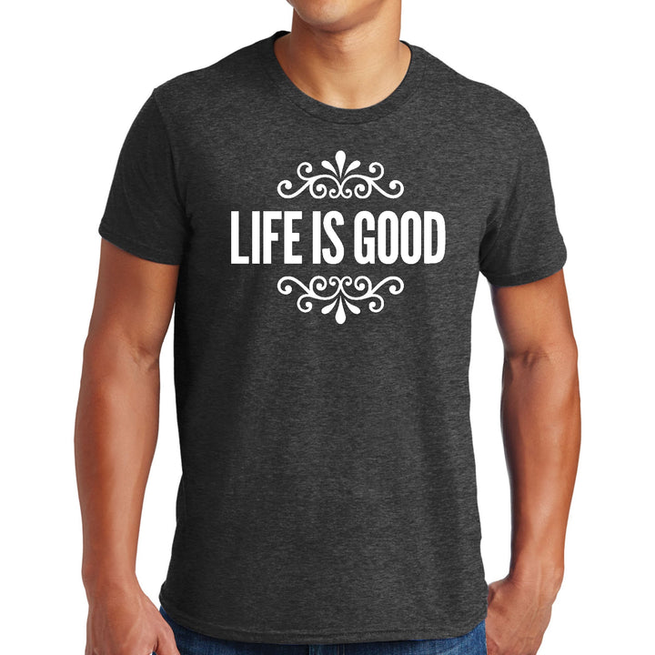 Mens Graphic T-shirt Life is Good Word Art Illustration - Mens | T-Shirts