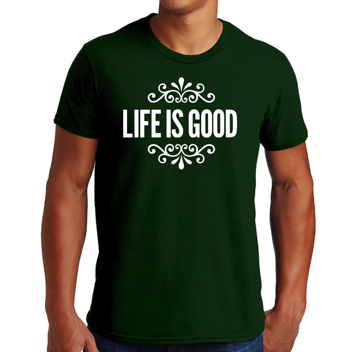 Mens Graphic T-shirt Life is Good Word Art Illustration - Mens | T-Shirts